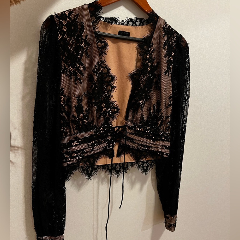 NBD Black Lace Top Blouse